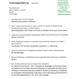 Leistungserklärung Balkenschichtholz DUO/TRIO