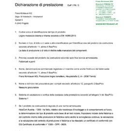 Dichiarazione di prestazione (DOP) Bilama/Trilama (DUO/TRIO)