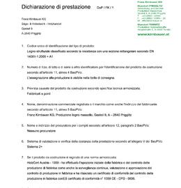 Dichiarazione di prestazione (DOP) Legno massiccio