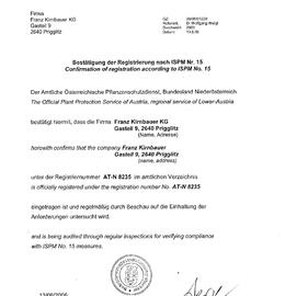 ISPM 15 Registrierungsbestätigung